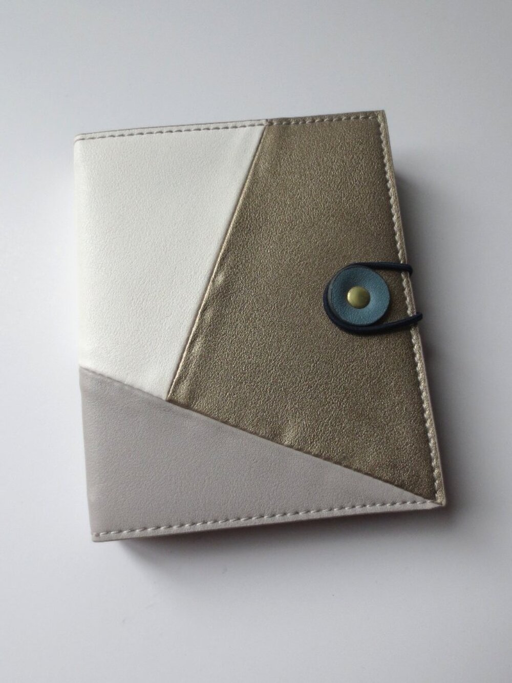 Anthropologie Bound Journal Notebook in Grey White Brass Faux Leather